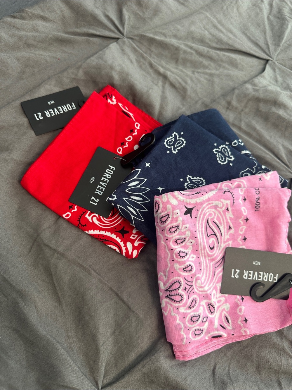 Forever 21 Paisley Bandana Trio — Red, Navy, Pink
